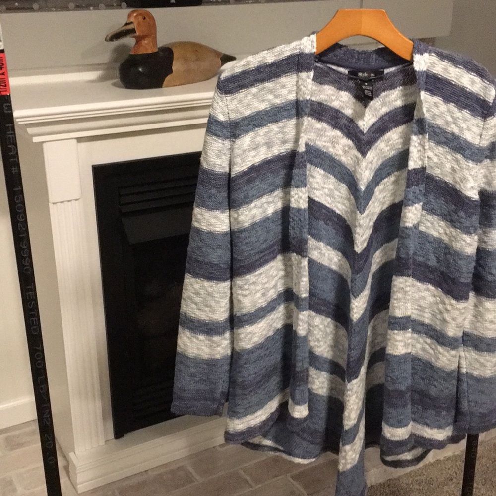 Sz M Style & Co blue and white sweater